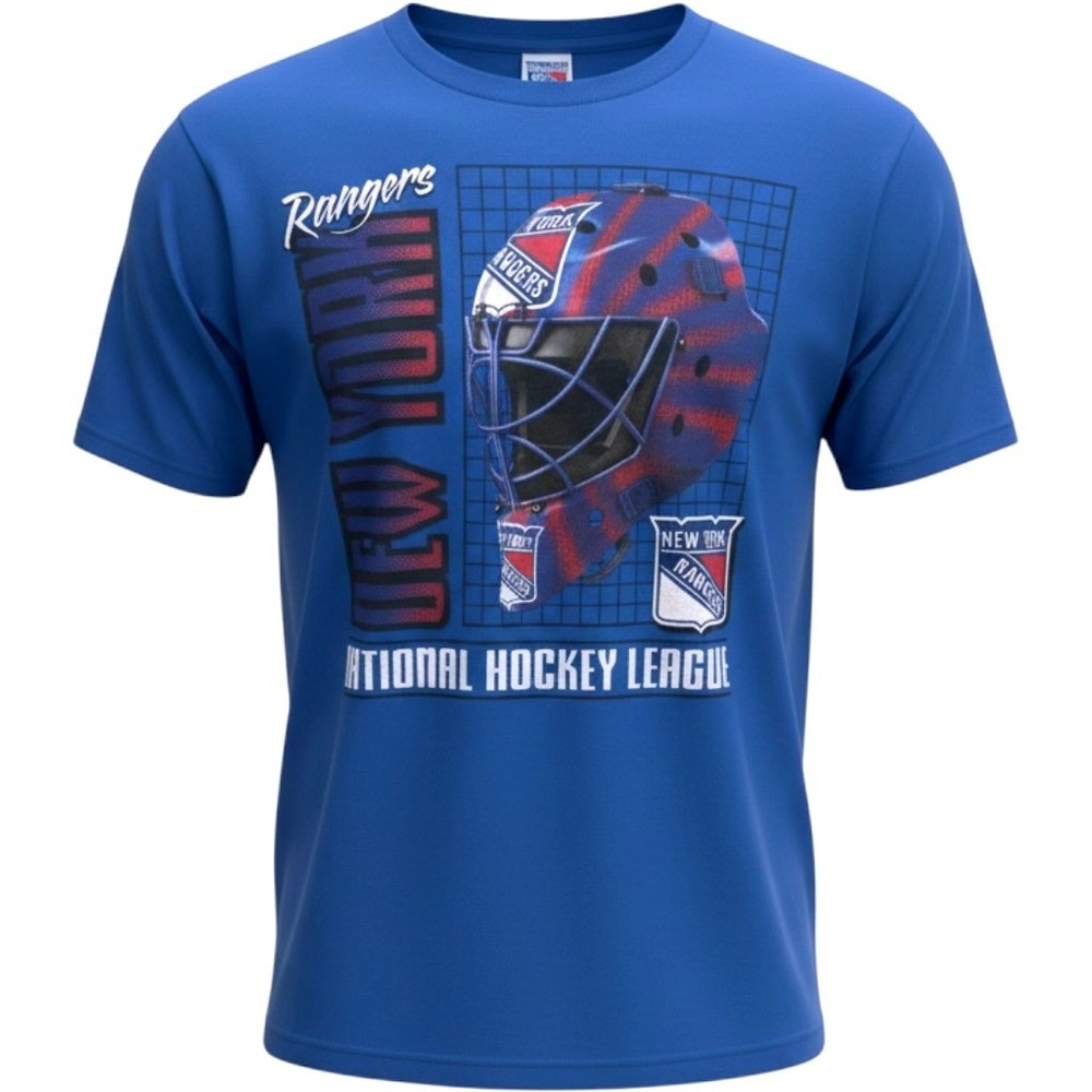 Mitchell & Ness New York Rangers NHL Goalie Mask Blue Tee Shirt Mens XXL NEW
